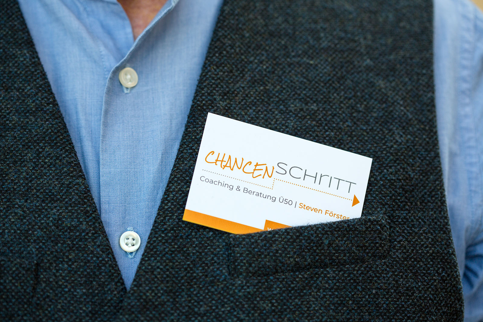 Steven Förster, Chancen-Schritt Coaching ü50, Detailaufnahme Visitenkarte